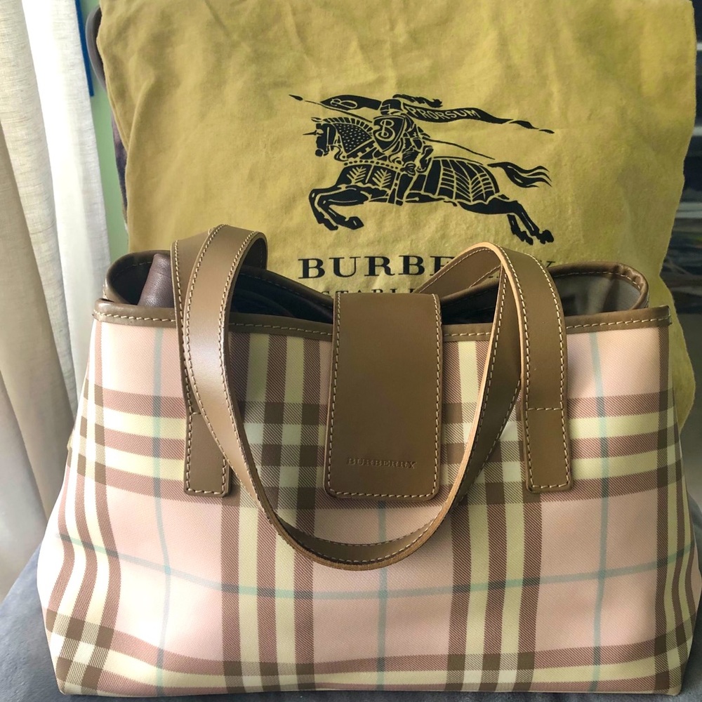 Authentic Preloved Pink Check Burberry Tote